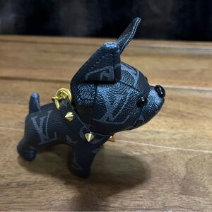 Louis Vuitton Black Dog Toy with Gold Studs